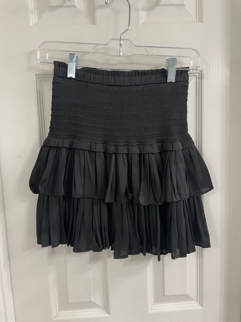 Black 2 Tiered Ruffle Mini Skirt Size S